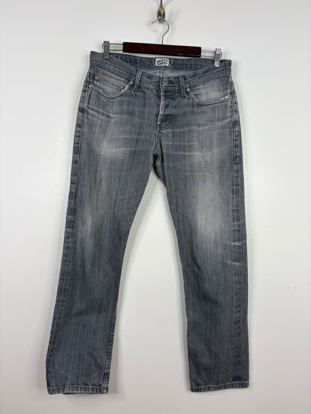 Naked and Famous Jeans Mens 33 x 29 Charcoal Gray Selvedge Weird Guy